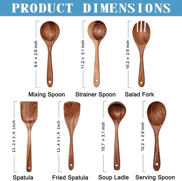 Zulay Kitchen 6-Piece Wooden Spoons - Image 3