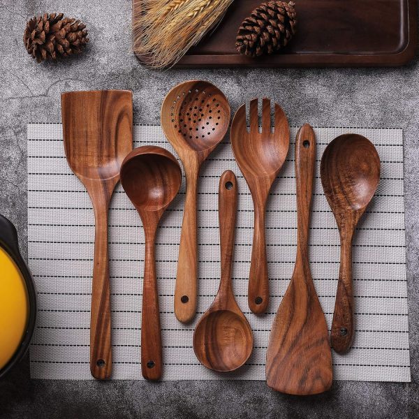 Zulay Kitchen 6-Piece Wooden Spoons - Image 4